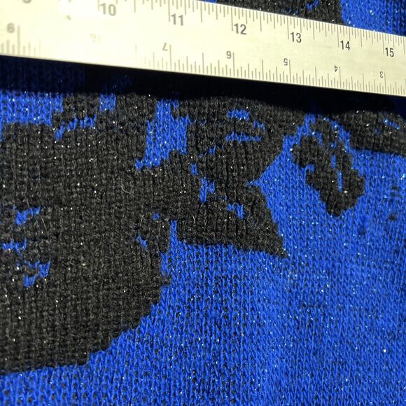 1990s Vintage Ellen D Kollection Women's Sweater Large Med Blue Lurex Mock Lg - Picture 4 of 12